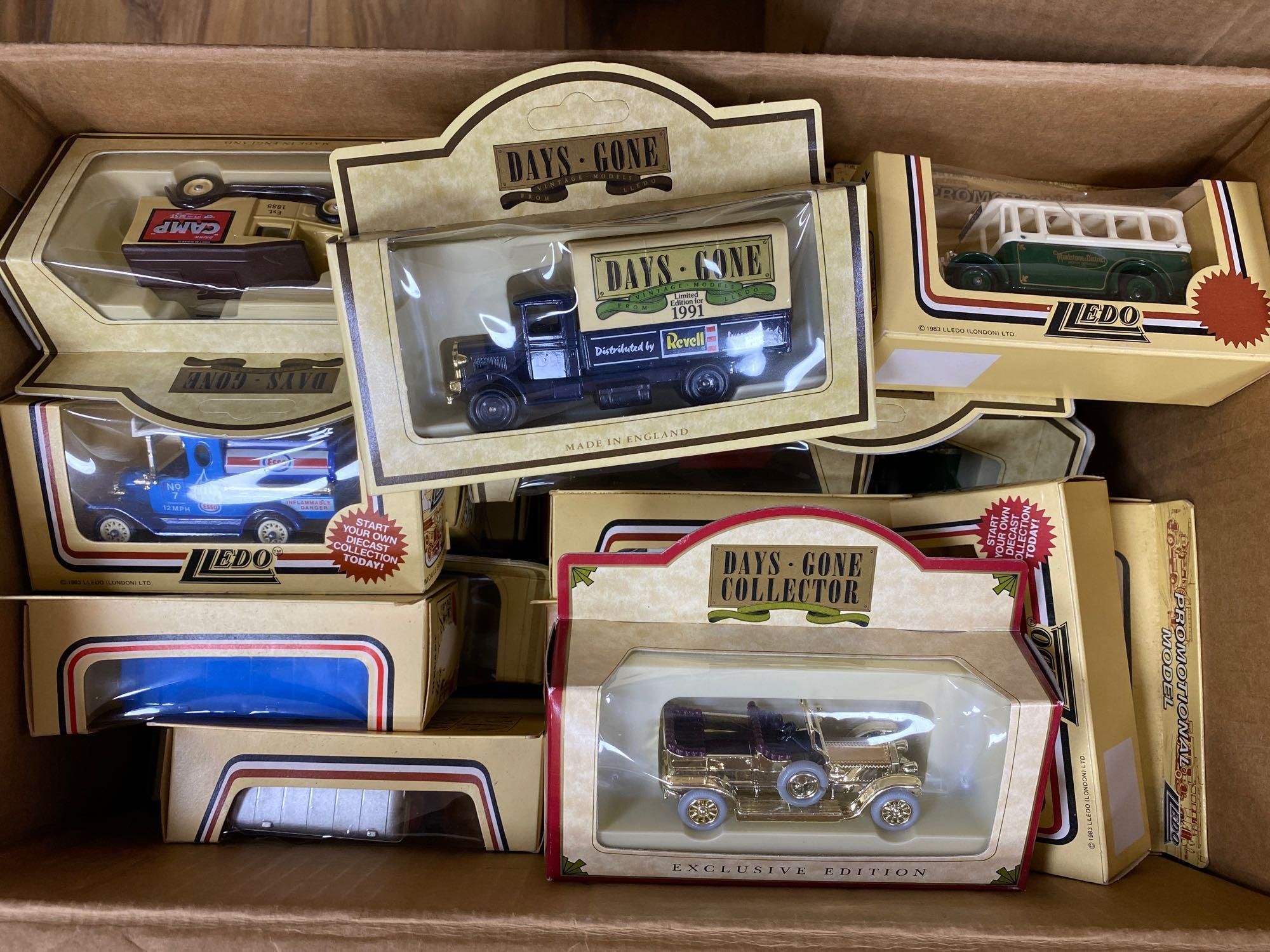 Lledo Days Gone: A quantity of die-cast toys and Lledo empty boxes